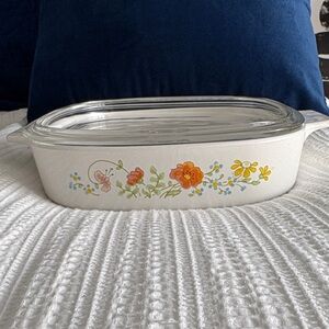 Corningwarw Bake Dish with Glass Lid -Wildflower print